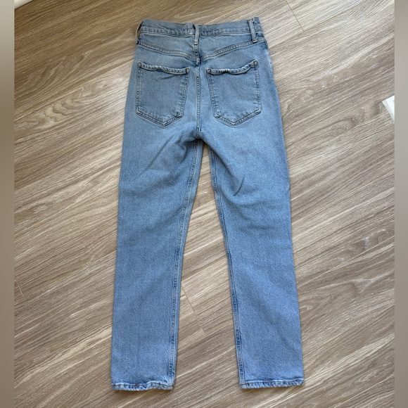AGOLDE Women’s Riley High Rise Straight Jeans Sz 25 Lightwash Blue Denim EUC - Picture 12 of 14